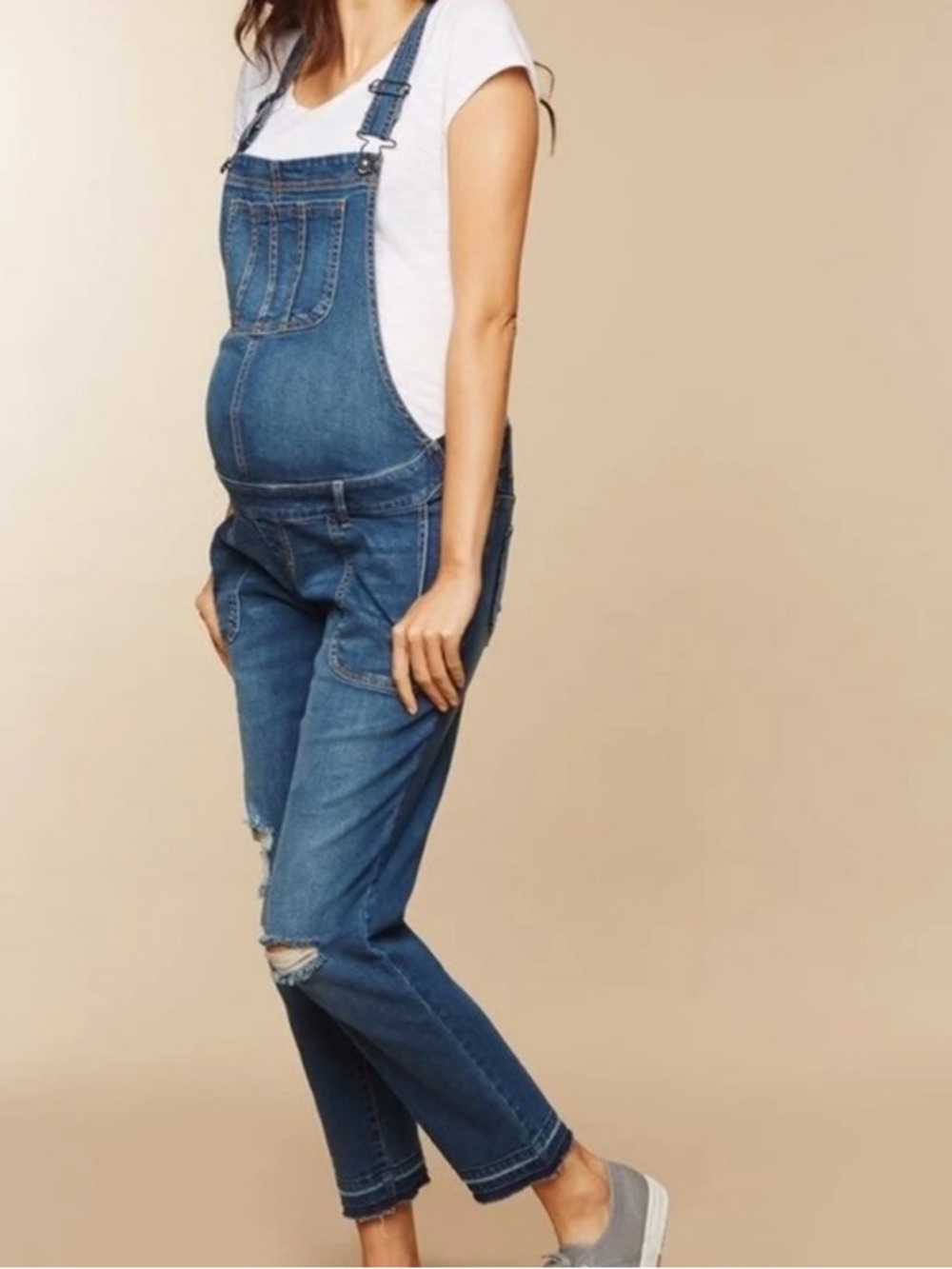 Maternity Indigo Blue Women's Denim Overalls - Medium Blue